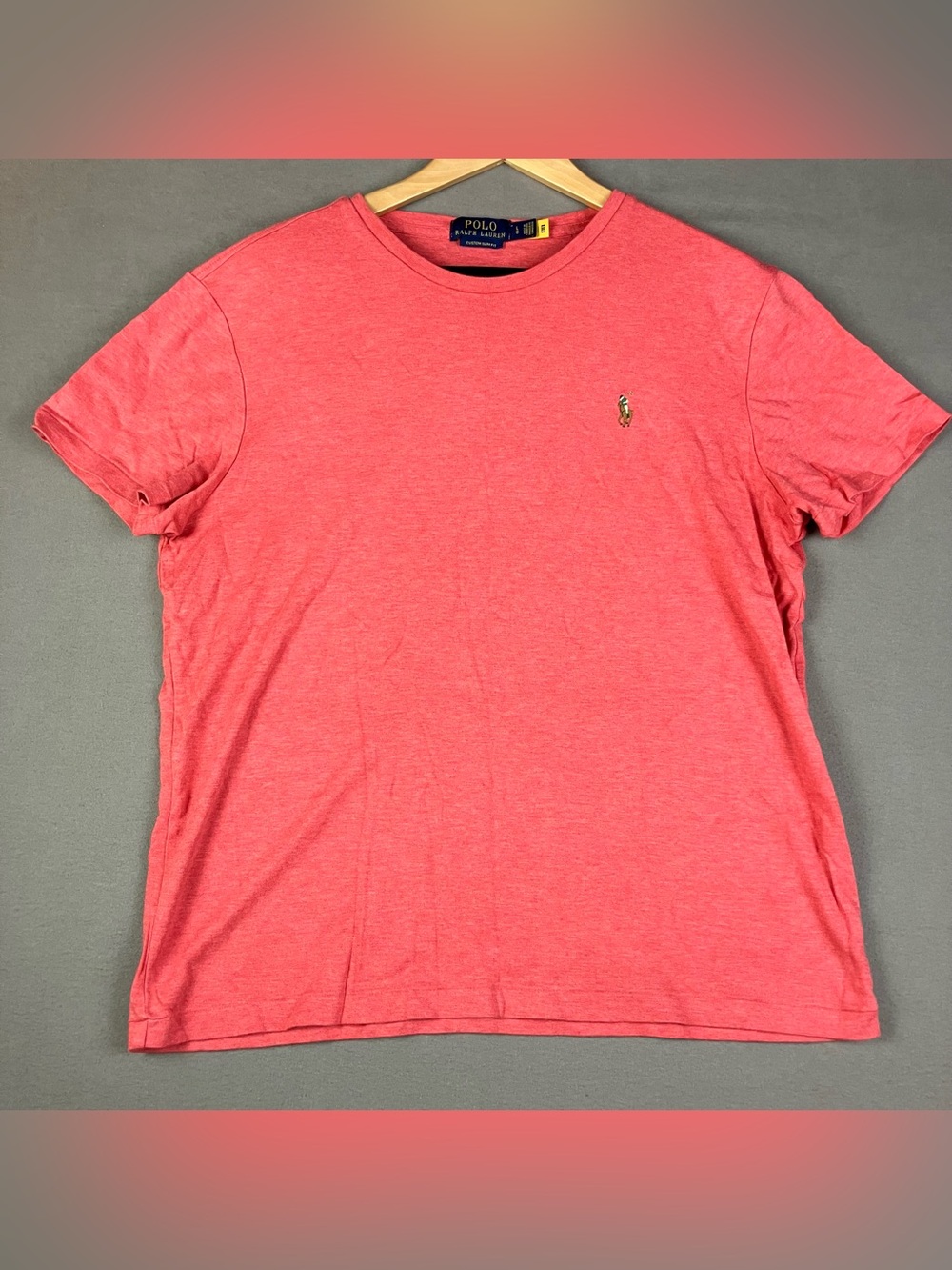 Polo Ralph Lauren Men’s Size L Short Sleeve T Shirt Small Pony Logo Pinkish Red.